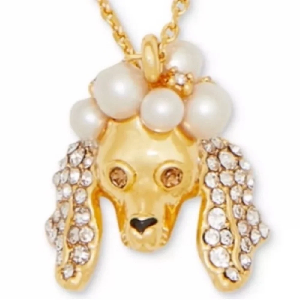 Kate Spade Pearl & Stone Poodle Pendant Necklace